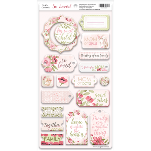 Чіпборд для скрапбукінгу, So Loved Eng, 18шт, Scrapmir