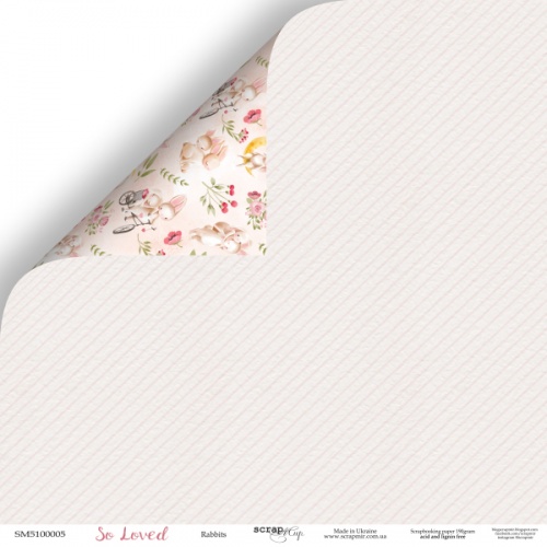 Аркуш двостороннього паперу 30x30 Кролики So Loved Scrapmir