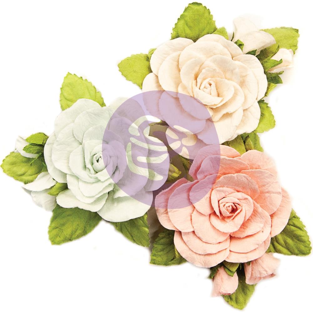 Набор цветов Sweet Roses w leaves - Poetic Rose, 3 шт, Prima