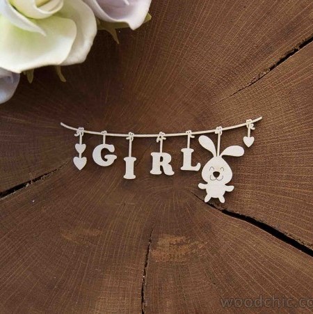Чіпборд Підвіска дитяча з зайчиком Girl WOODChic