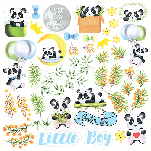 Лист з картинками для вирізання My little panda boy, Фабрика Декору