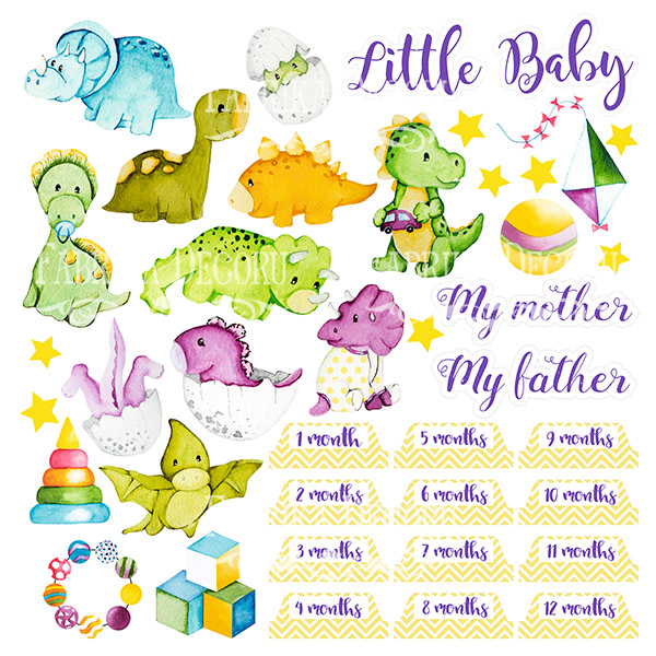 Набор скрапбумаги Dino baby 30,5x30,5см, Фабрика Декору