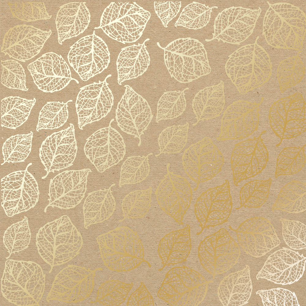 Лист крафт картона с фольг. Golden Delicate Leaves