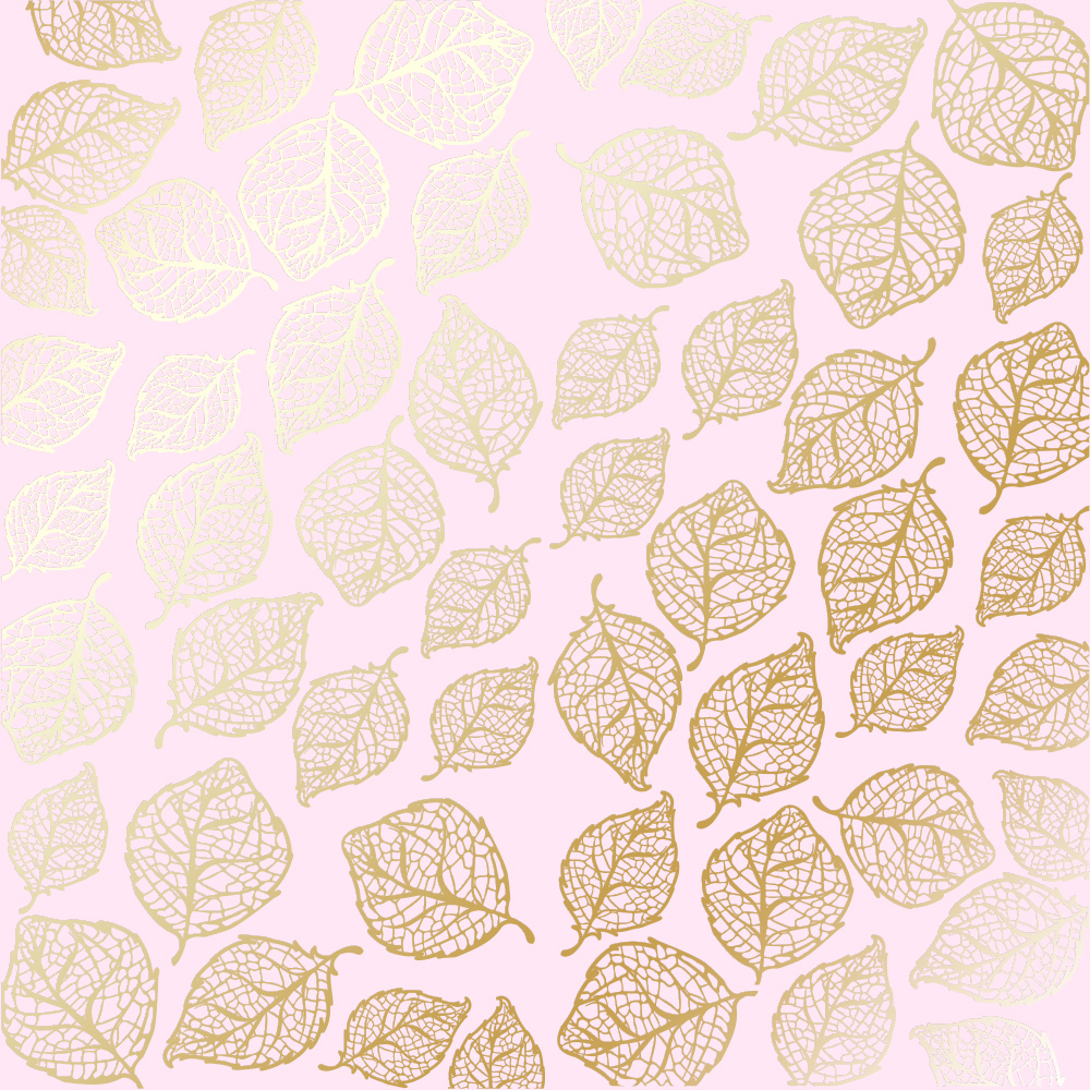 Лист одн. бумаги с фольг. Golden Delicate Leaves Light pink