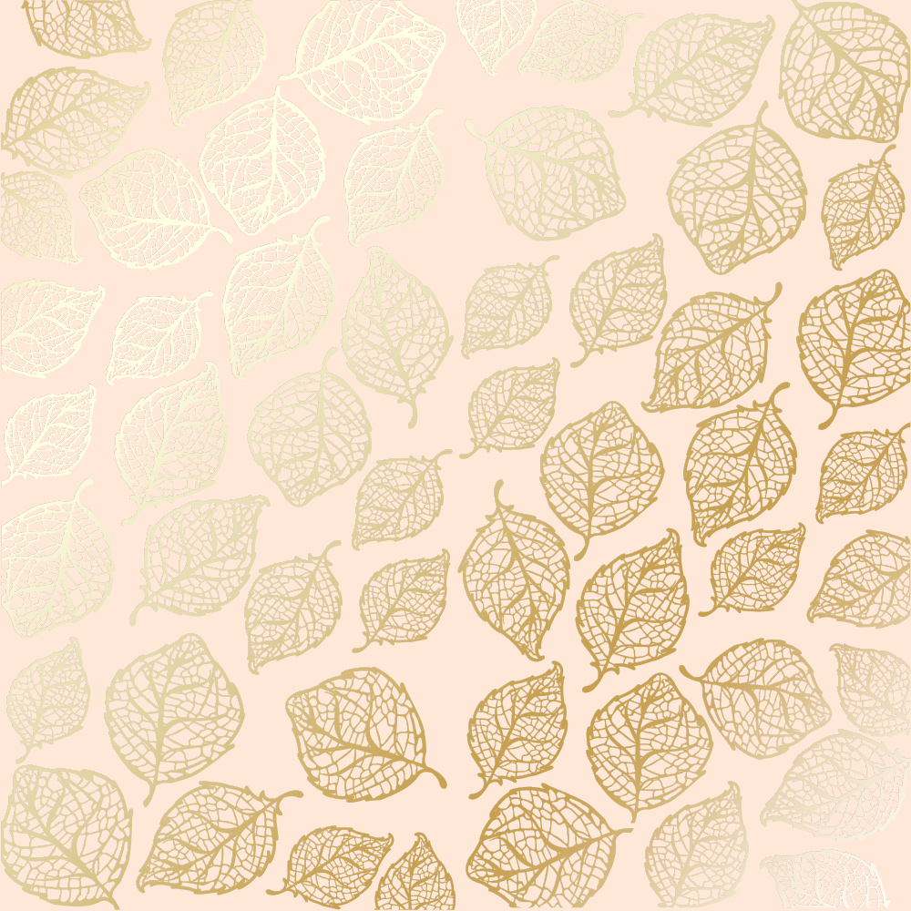 Лист одн. бумаги с фольг. Golden Delicate Leaves Beige