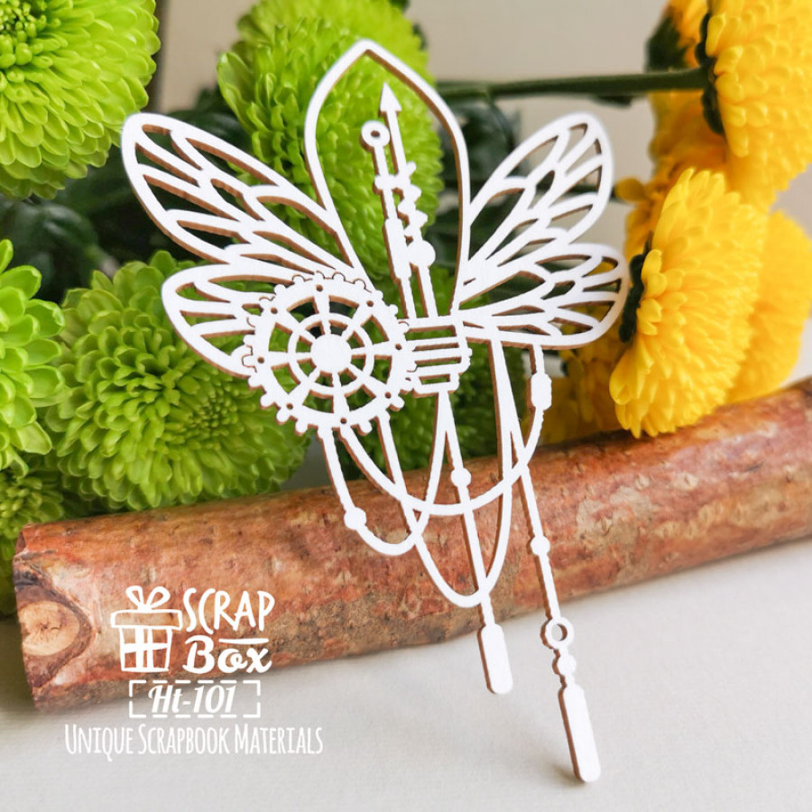 Чіпборд лампочка з крильцями Ht-101 70х105 мм, Scrapbox