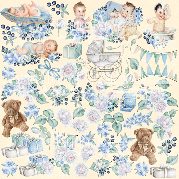 Лист з картинками для вирізання Shabby baby boy redesign, Фабрика Декору