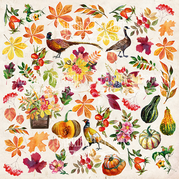 Лист з картинками для вирізання Botany autumn redesign 30х30 см, Фабрика Декору