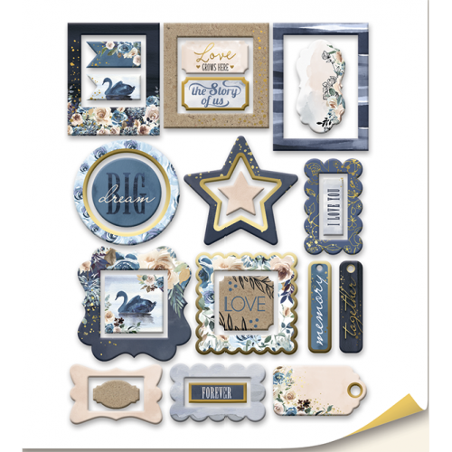 Рамки для фотографій із золотим фольгуванням, Blue & Blush, 25 шт, Scrapmir