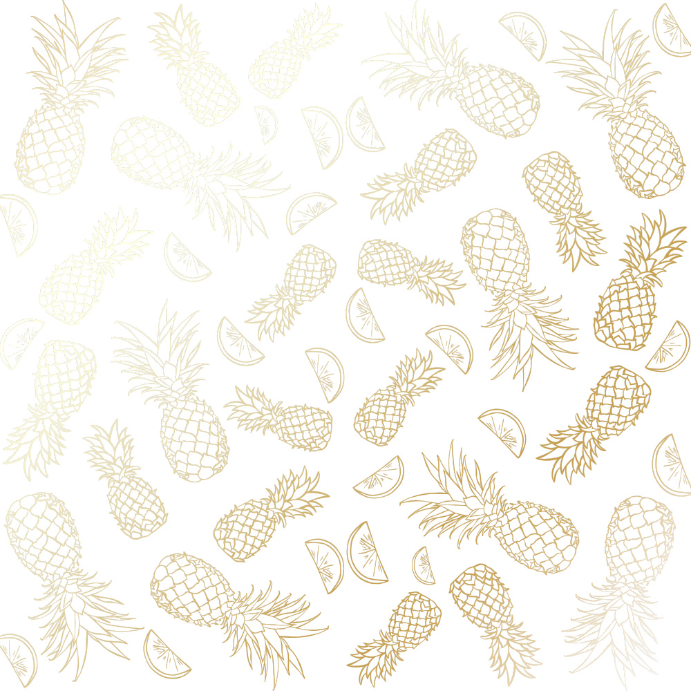 Лист бумаги с фольгированием Golden Pineapple White, Фабрика Декору