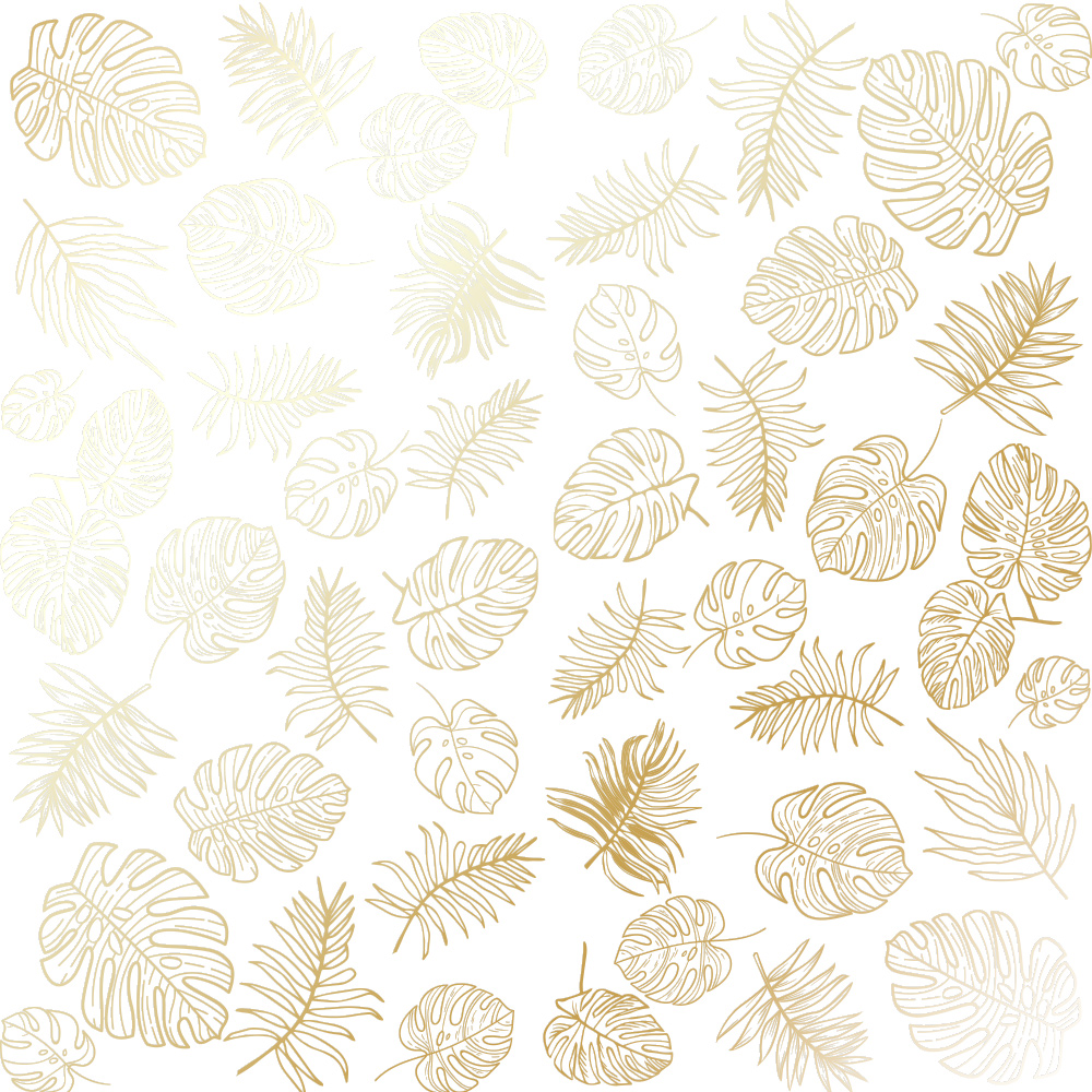 Аркуш паперу з фольгуванням Golden Tropical Leaves White, Фабрика Декору