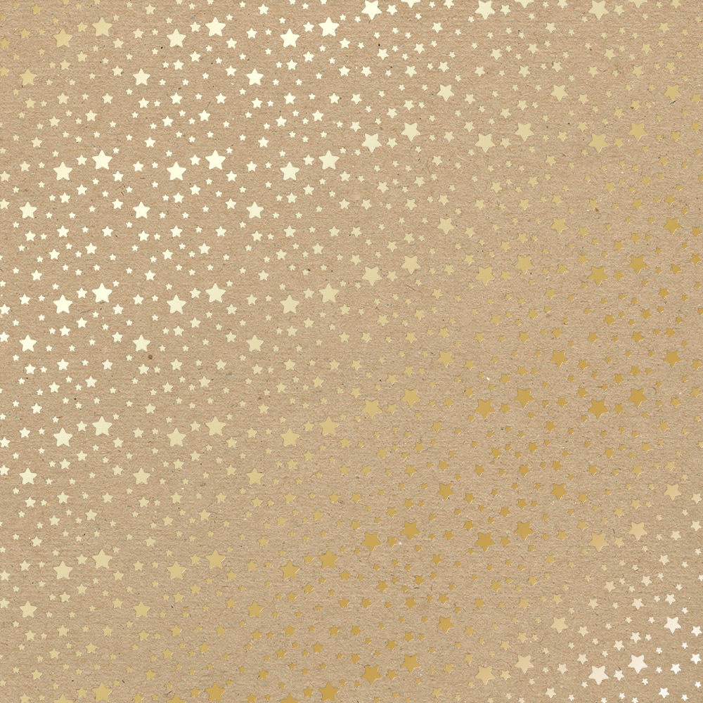 Аркуш паперу з фольгуванням Golden stars Kraft, Фабрика Декору