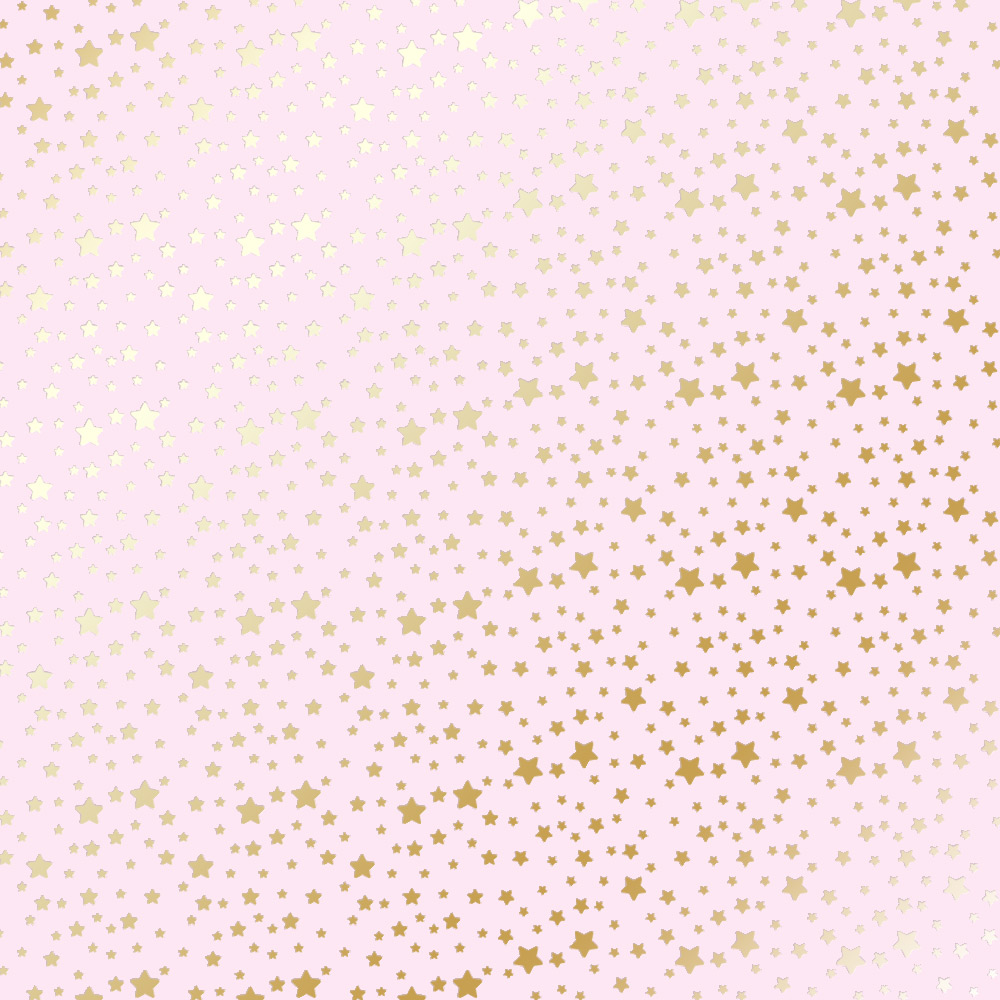 Аркуш паперу з фольгуванням Golden stars Light pink, Фабрика Декору