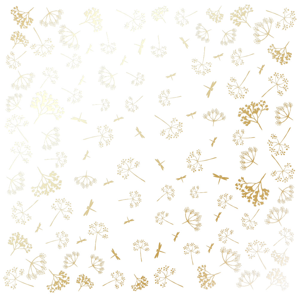 Лист бумаги с фольгированием Golden Dill White, Фабрика Декору