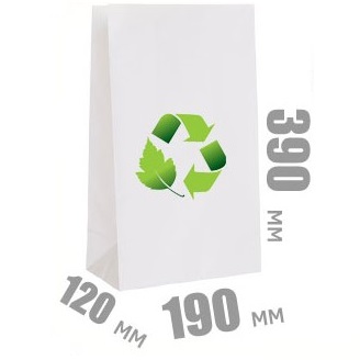 Крафт-пакет паперовий білий, без ручок, 390х190х120 (5кг), щільність 70 г / м2