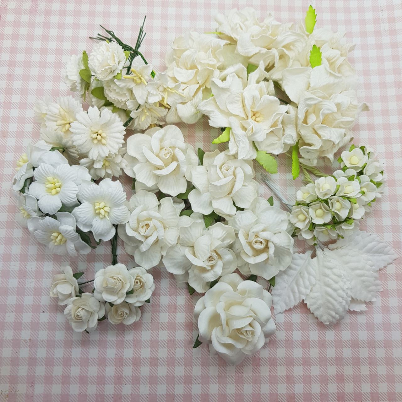 Большой набор цветов Свадебный, 59 шт., цвет белый