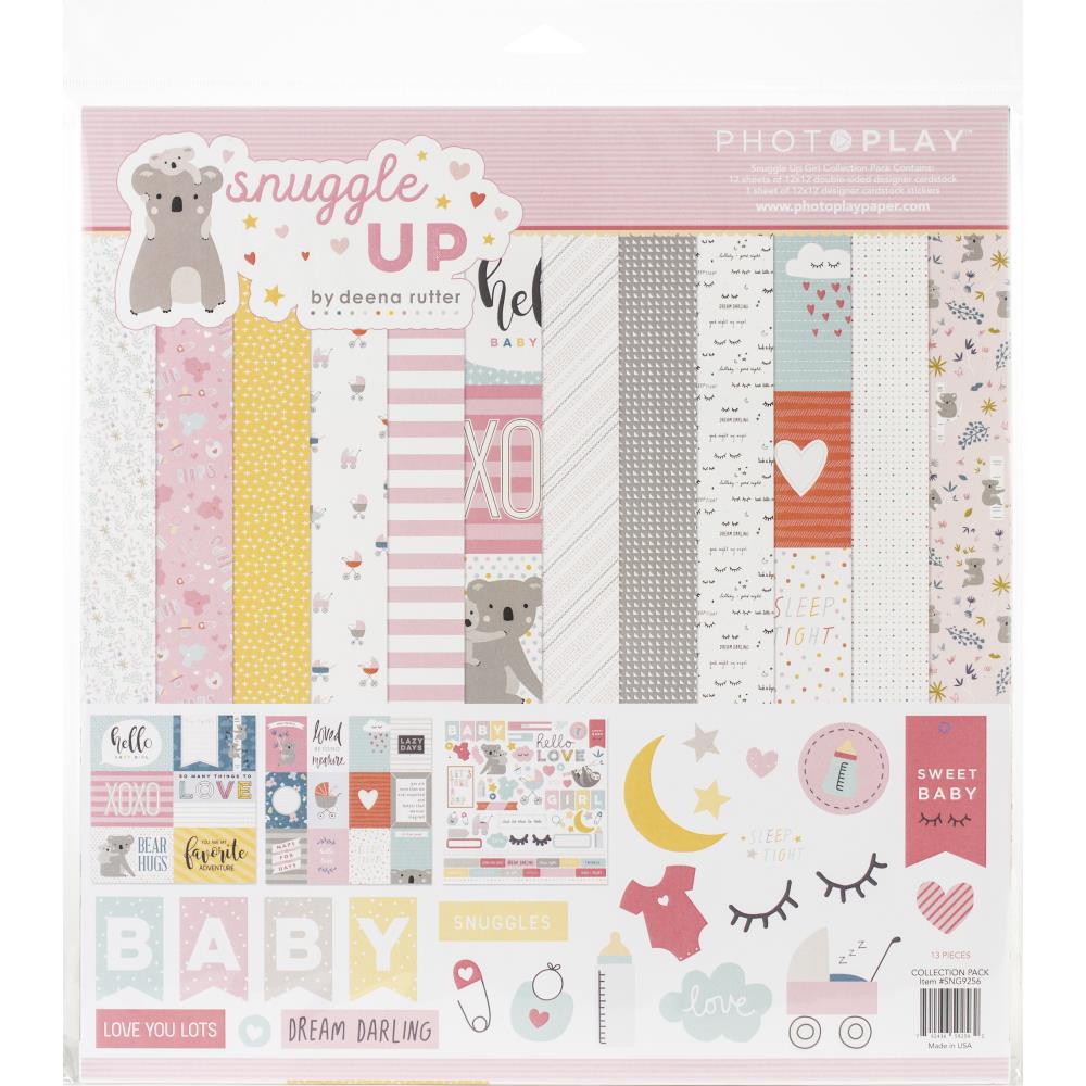 Набір скраппаперу Snuggle Up Girl, 12 аркушів + наклейки, PhotoPlay