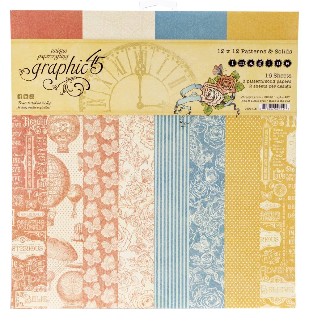 Набор фоновой скрапбумаги Imagine, 30х30, 8 листов, Graphic45