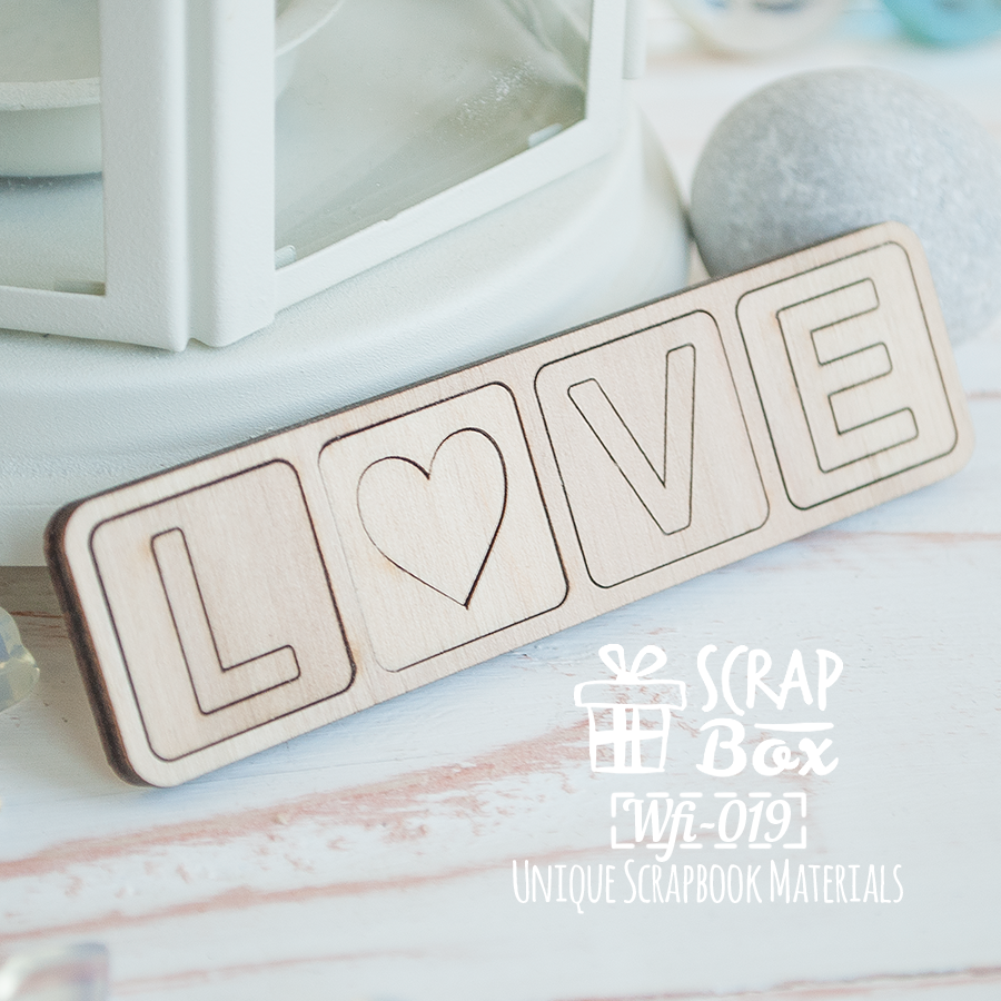 Напис "Love" в квадратиках Wfi-019, Scrapbox