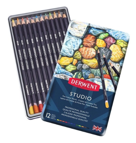 Набір кольорових олівців Studio, 12 кол., в метал. коробці, Derwent