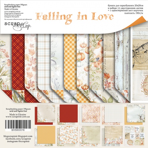 Набір двостороннього паперу 20х20см Falling in Love 11шт Scrapmir