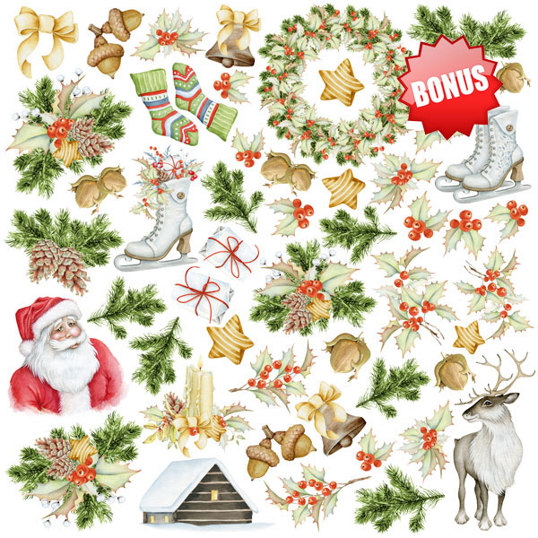 Набір скраппаперу Awaiting Christmas 30,5x30,5см, Фабрика Декору