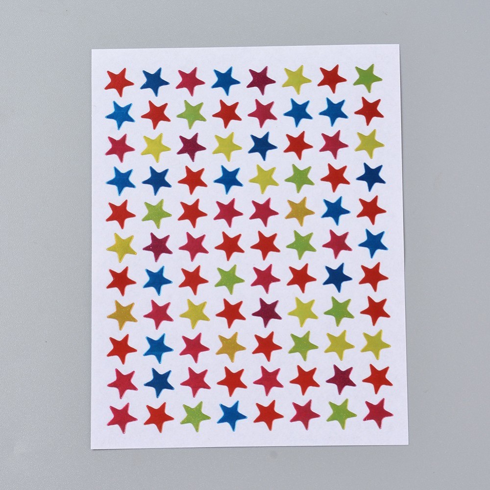 Набор наклеек Звездочки разноцветные, 125x95мм; звезда 9мм; 80 шт/лист