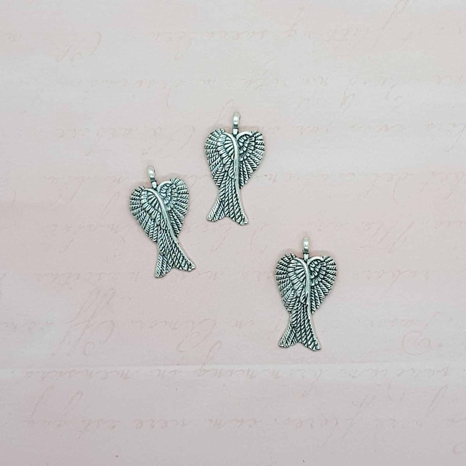 Металлическая подвеска Крылья ангела, размер 30 мм, античное серебро