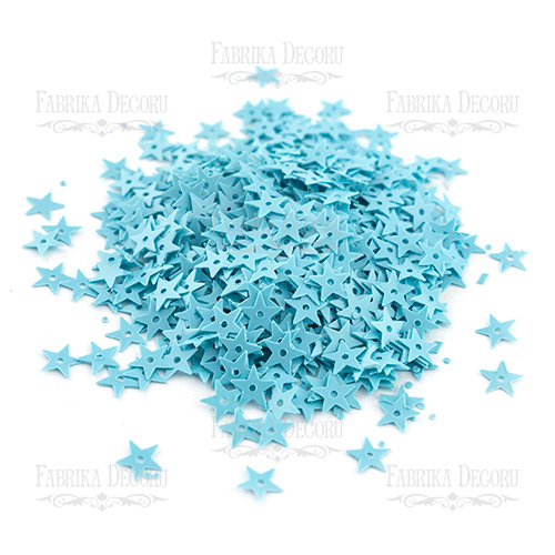 Набор пайеток - 113 звезды 7мм голубой, Фабрика Декору