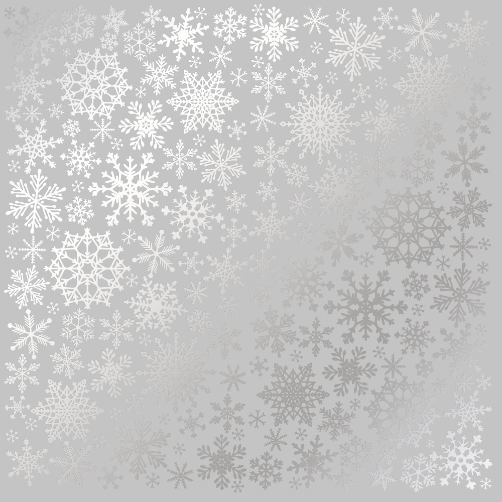Аркуш паперу з фольгуванням Silver Snowflakes Gray, Фабрика Декору