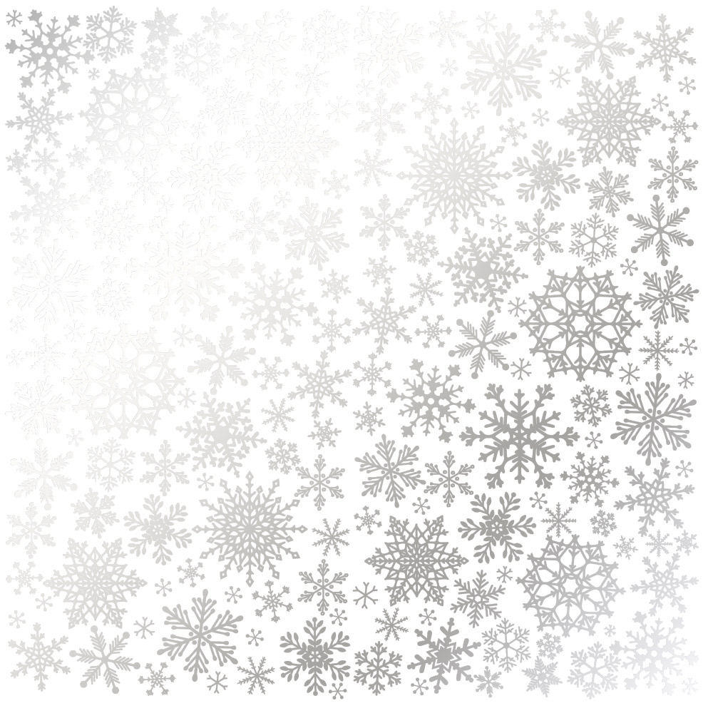 Лист бумаги с фольгированием Silver Snowflakes White 30х30 см, Фабрика Декора