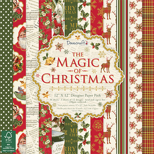 Набор скрапбумаги The Magic of Christmas, 30х30 см, 12 листов, Dovecraft