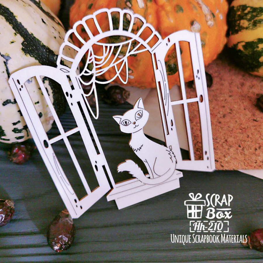 Чіпборд кішка на віконці Hh-200 95 x 100 мм, Scrapbox