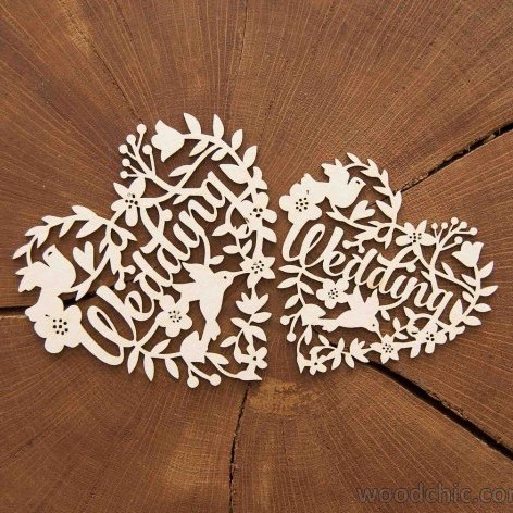 Чіпборд Серце ботанік Wedding Розмір :: 8 на 7,5 см., Woodchic