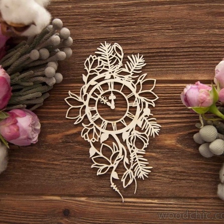 Чіпборд Годинники магнолія з ялиною, Woodchic
