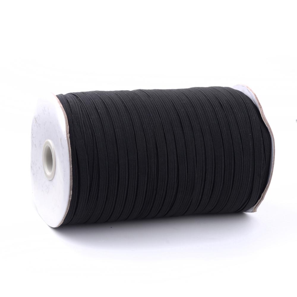 Плоский еластичний шнур, чорний, 10 мм, 90 см