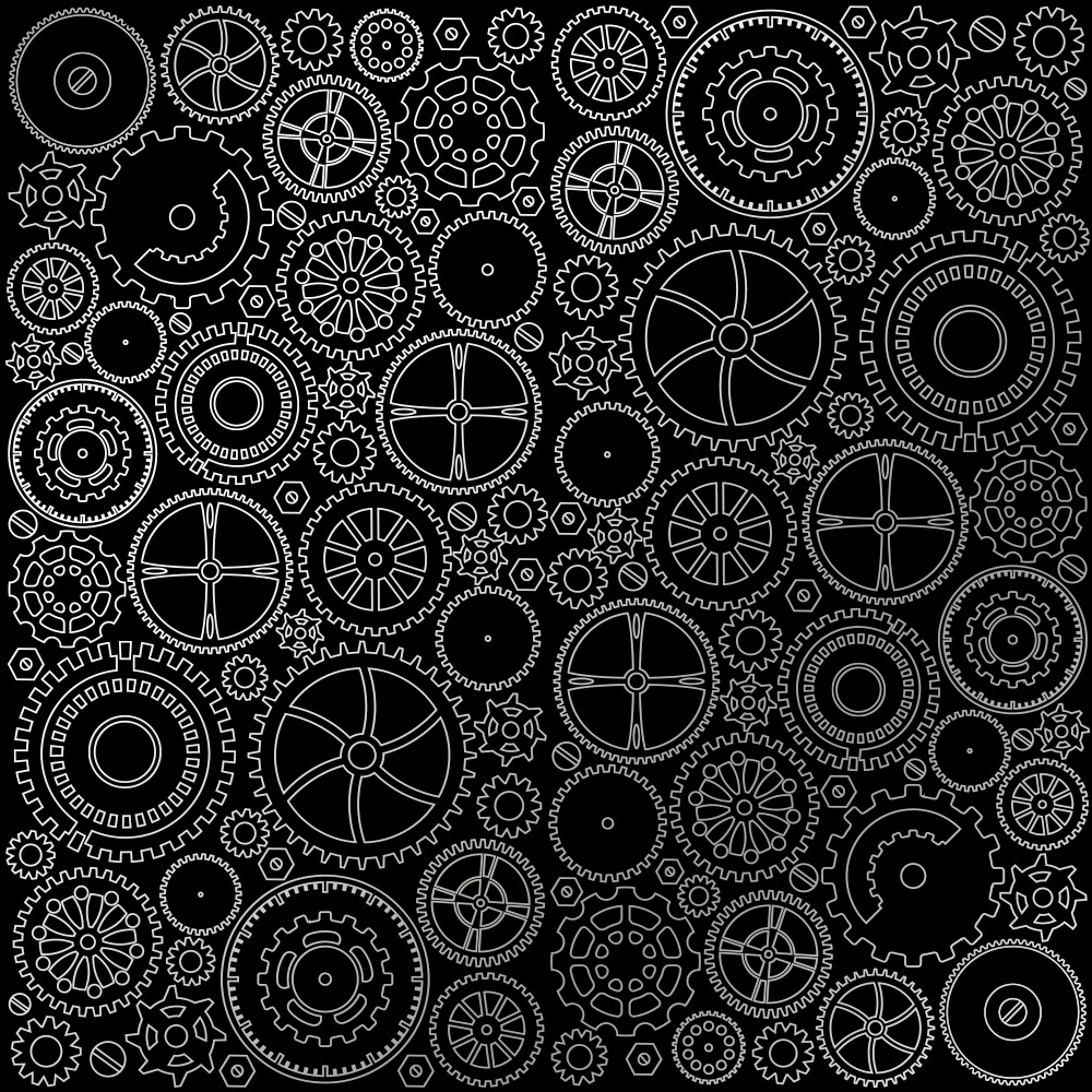 Аркуш паперу з фольгуванням Silver Gears Black, Фабрика Декору