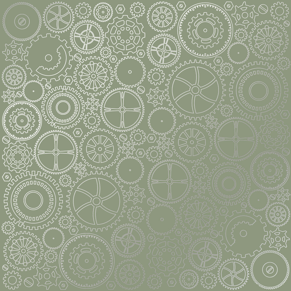 Аркуш паперу з фольгуванням Silver Gears Olive, Фабрика Декору