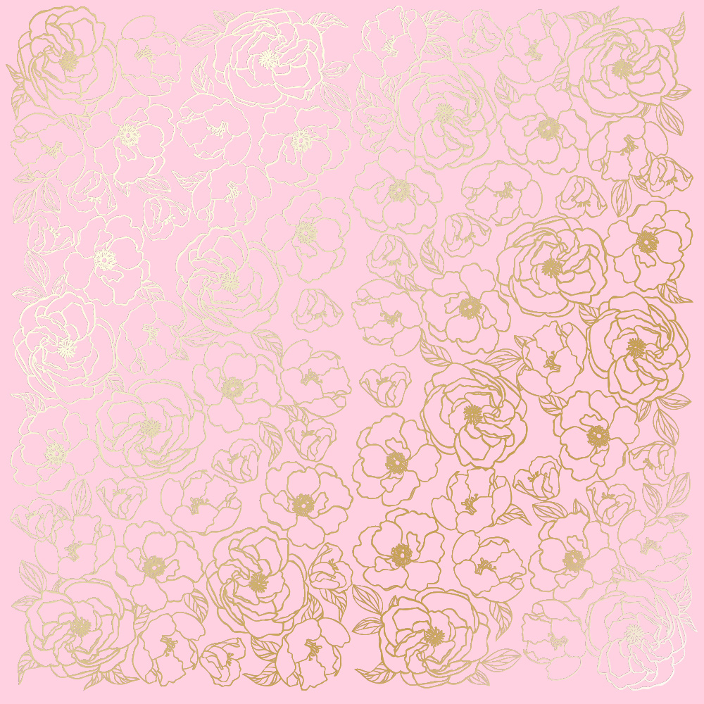 Аркуш паперу з фольгуванням Golden Pion Pink, Фабрика Декору