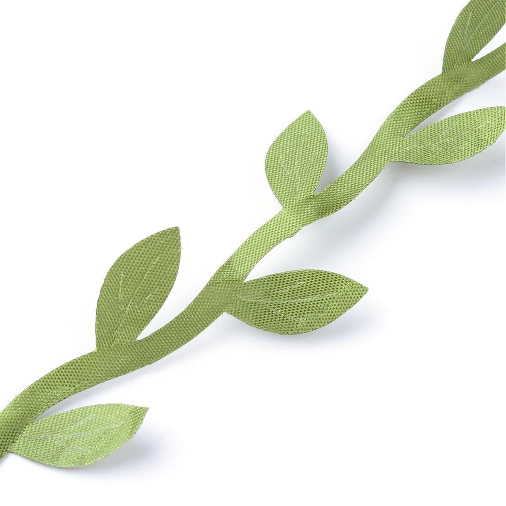 Лента Листики, оливковый, ширина 24 мм, 90 см