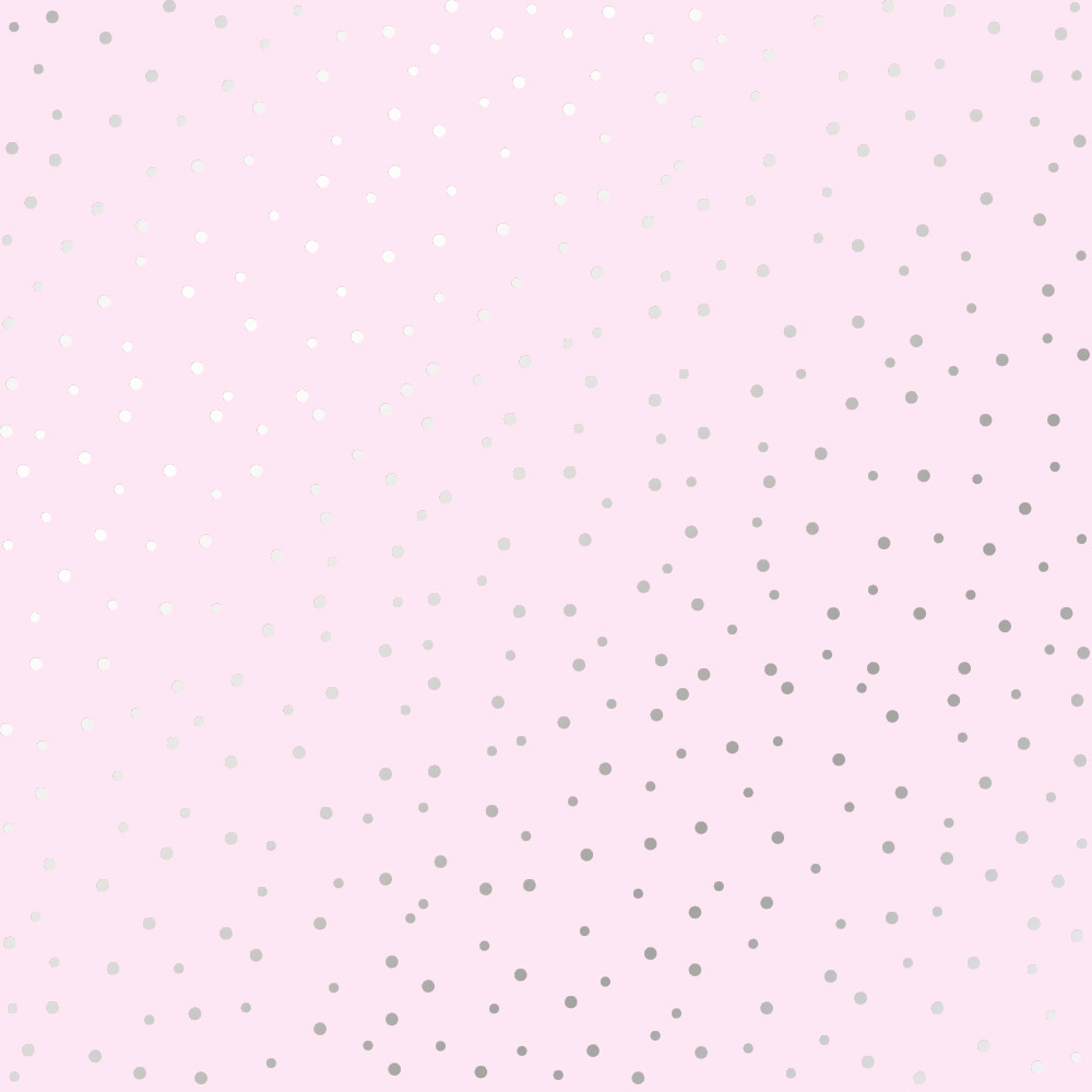 Лист односторонней бумаги с фольгированием Silver Drops Light pink 30,5х30,5 см, Фабрика Декора