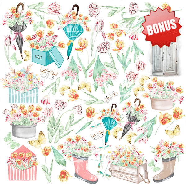 Набір Скрап паперу Scent of spring 30,5x30,5 см 10 аркушів, Фабрика Декору
