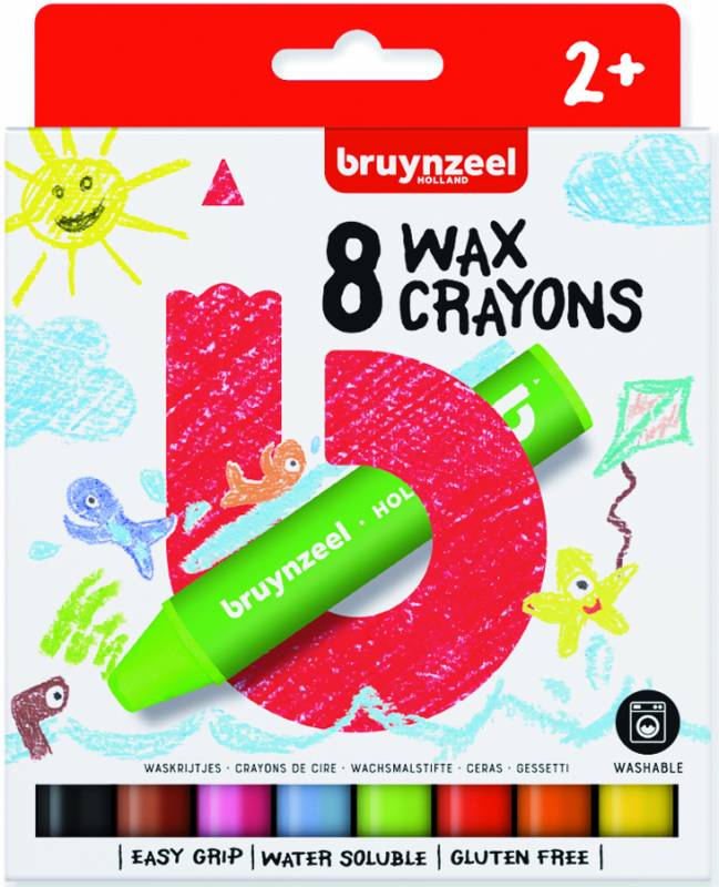 Набір дитячих віскових олівців екстра товстих 8кольорів Bruynzeel
