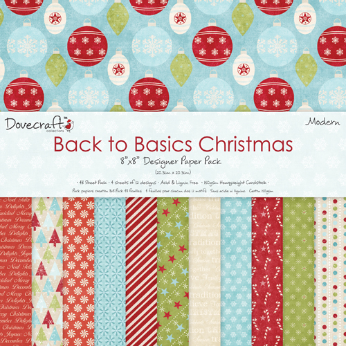 Набір паперу Back to Basics Christmas Modern 20х20 см12 листів від Dovecraft