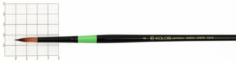 Кисть, Синтетика круглая, Green stripe 1019, № 8, длинная ручка, Kolos