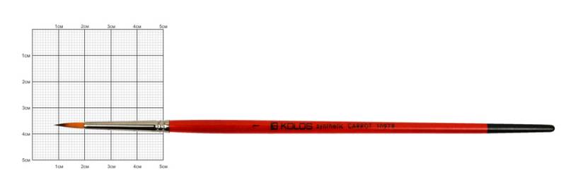 Кисть, синтетика круглая, Carrot 1097R, № 1, короткая ручка, Kolos
