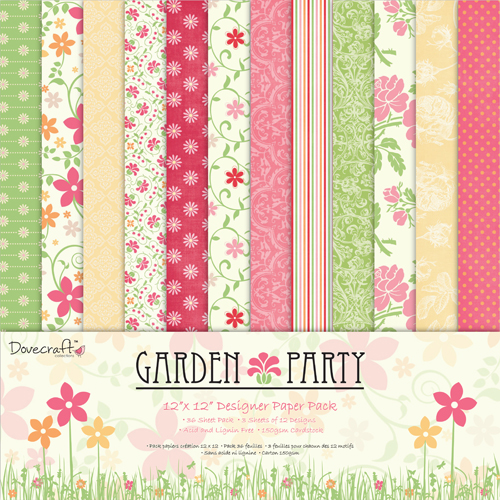 Набір паперу для скрапбукінгу Garden Party 30х30 см 12 аркушів від Dovecraft