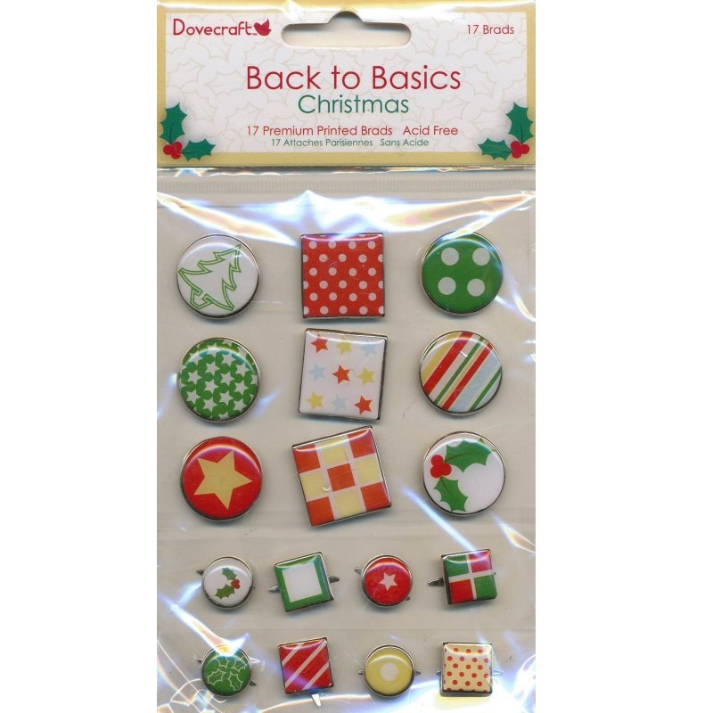 Набор брадсов для скрапбукинга Back to Basics Christmas от компании Dovecraft
