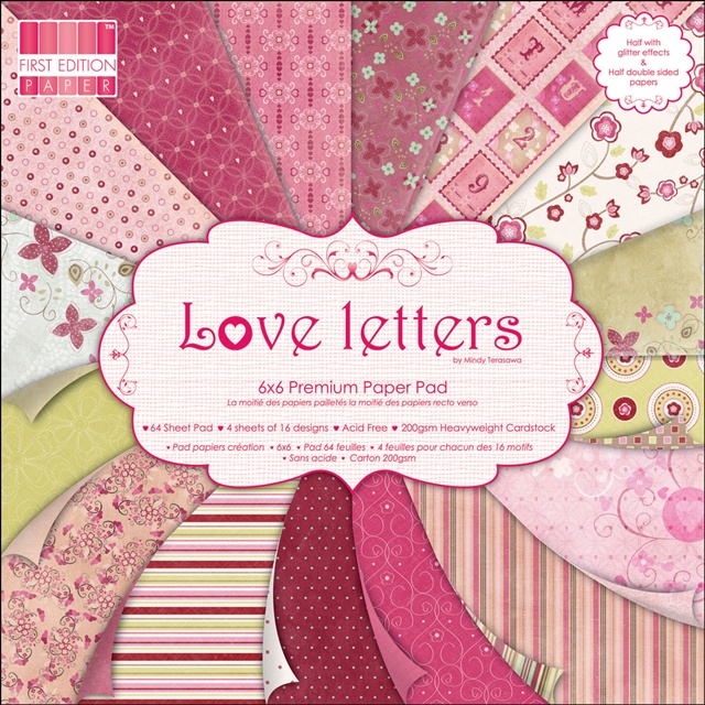 Набір паперу для скрапбукінгу Love Letters 15х15 см 16 аркушів від First Edition