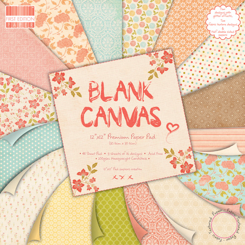 Набір паперу Blank Canvas 30x30 см 16 аркушів від First Edition